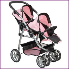 Silver Cross Dolls Pram Twin Wave Stroller Tandem Pushchair Double Buggy Fun Toy