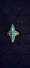 Vintage 1976 SARAH COV Gold Plated Seaswept Ring With Faux Marquise Jade? Stone