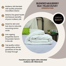 Mulberry Silk-Filled Duvet. Spring/Autumn Weight. All Sizes. Aids Sleep.