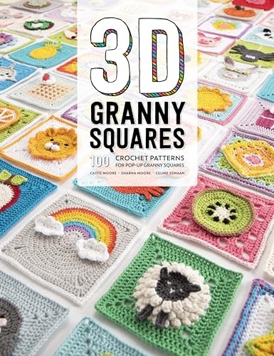 Granny squares 100 crochet - 3d,