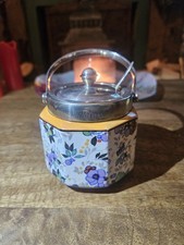 Antique L & Sons Hanley  Preserve Jar Silver Plated Rim Lid & Handle Ex Con