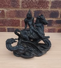 Bronzed Resin Large Sculpture George and the Dragon Figurine Statement Piece!