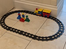 Vintage Duplo Push Along Steam Engine Train Track Set With 3x Mini Figures