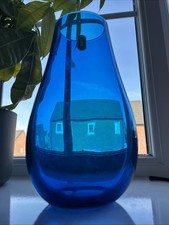 Whitefriars Blue Glass Vase 9627 9.5inch original sticker