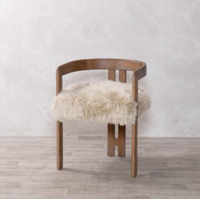 SHEEPSKIN DINING CHAIR CREAM FUR CHAIR WITH OAK FRAME