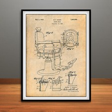 1929 Koken Barber's Chair Patent Print Art Drawing Poster  
