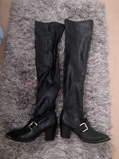 River Island black faux leather over the knee boots UK6