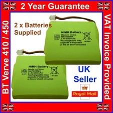 2 x New BT Verve 410 450 Twin Rechargeable Phone Batteries NiMH 2.4v 600mah UK