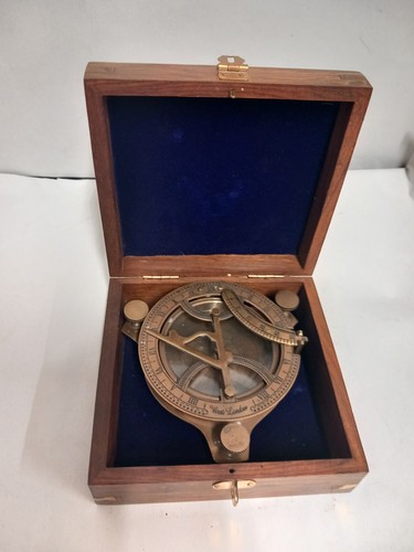 Vintage brass sundial compass - vintage,