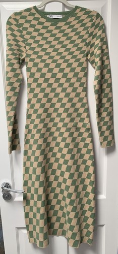 Zara green beige check - zara, jumper