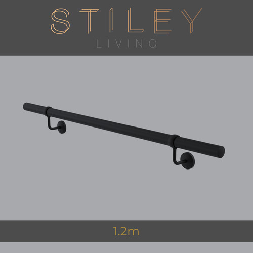 Matt black stair handrail wall - matt,