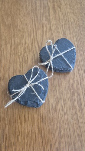 Slate coasters set heart - coasters,