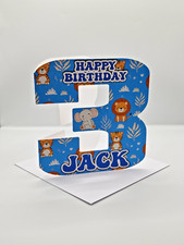 PERSONALISED 3rd BIRTHDAY CARD, Cute design NUMBER Three