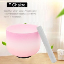8" Crystal Singing Bowl Heart Chakra Quartz F Note Sound Healing Meditation Pink