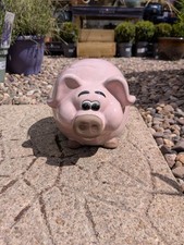Pink Pig Garden Ornament | 15 Cm H X 25 Cm L |  Frost Resistant Ceramic Ornament