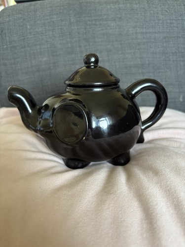 Vintage black elephant teapot - vintage,
