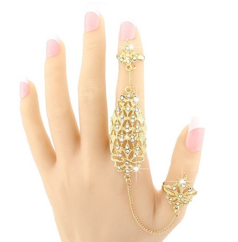 Gold rhinestone flower - rhinestone, hallow