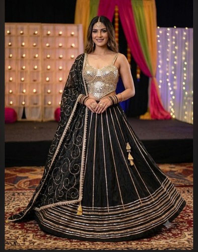 Designer black lehenga - lehenga, choli