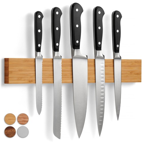 Magnetic knife rack bamboo - knife, in