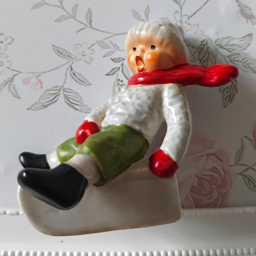 Vintage goebel boy sledge - vintage,