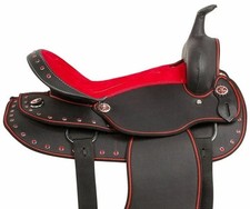 Red/Black Synthetic Western Barrel Classic Horse Tack Saddle All Size