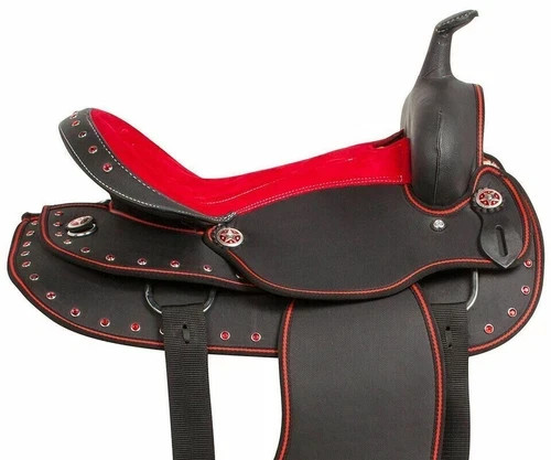 Red black synthetic western - synthetic,