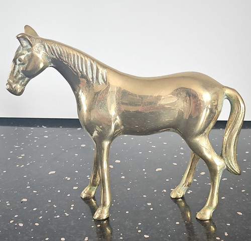 Vintage brass horse - brass,