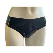 Black Womens Latex Briefs Tight Fit Rubber Underwear for Fetish Clubwear 0.4mm