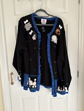 Vintage Quacker Factory Cardigan, Dog Design, Applique Beads 3XL Fit 24-28