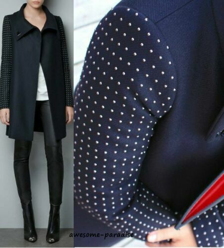 Zara coat navy blue - zara, studded