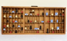 Restored vintage letterpress printer’s tray drawer typecase brass corners #32