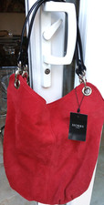Hobbs red suede hobo slouch