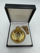 Mount Royal Double Half Hunter Gold Plated Skeleton Pocket Watch. N6