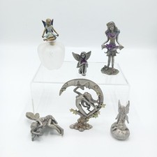 Vintage Job Lot of 6 Pewter Fairy Figurines Ornaments H4-10cm FLT30-TT