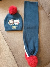 Emotion Owl Hat & Scarf Set Blue Boys, age 3 - 5 years. 