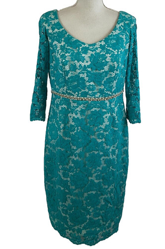 Sonia pena dress teal white - dress, 12