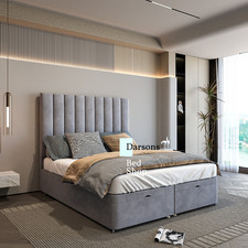 Elegant Velvet Ottoman Divan Bed Gaslift Storage Luxury Finish 48"/54" Headboard