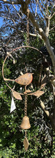 Core-Ten Rusty Metal Robin Hanging Wind Chime Bell Garden Ornament 79cm Long
