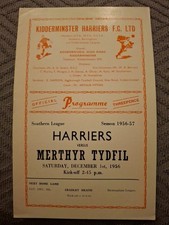 Kidderminster Harriers v Merthyr Tydfil programme.  1/12/1956