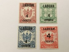 old stamps  LABUAN   x  4 surcharged MH