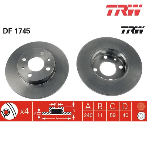 Brake disc trw df1745 - trw, for