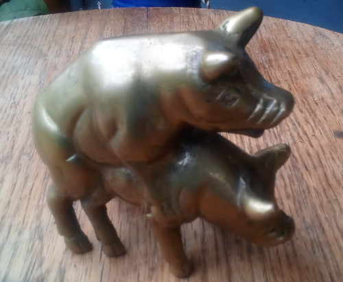 Vintage pigs brass - vintage, pigs,