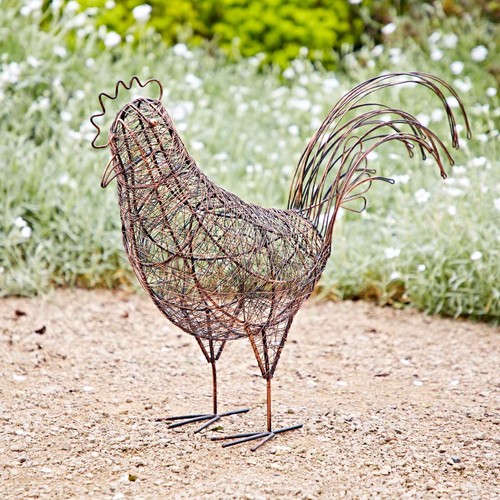 Metal hen garden decoration - metal,