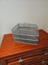 Ikea A4 Swish Stylish 3 Tier Letter Trays / Racks | Metal Wire. Fab "desk cred"
