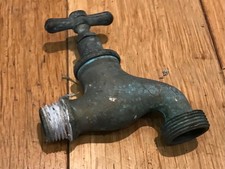 OLD SMALL BRASS GARDEN TAPS  Ref28 - (Black D 12)
