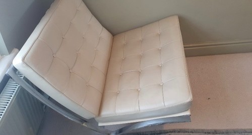 Barcelona cream leather chair - cream,
