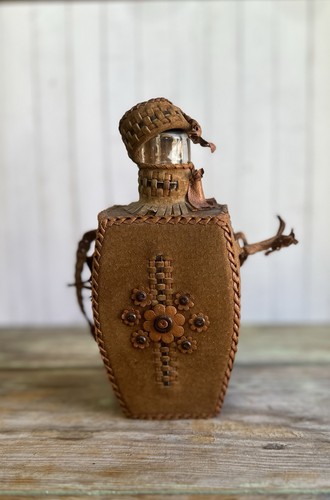 Vintage suede covered glass - covered,