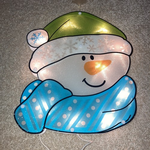 Lighted snowman window - lighted,