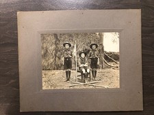 Children/Scouts Posing For The Camera. Vintage Unknown Family Photograph.