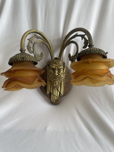 Antique brass wall light art - light,